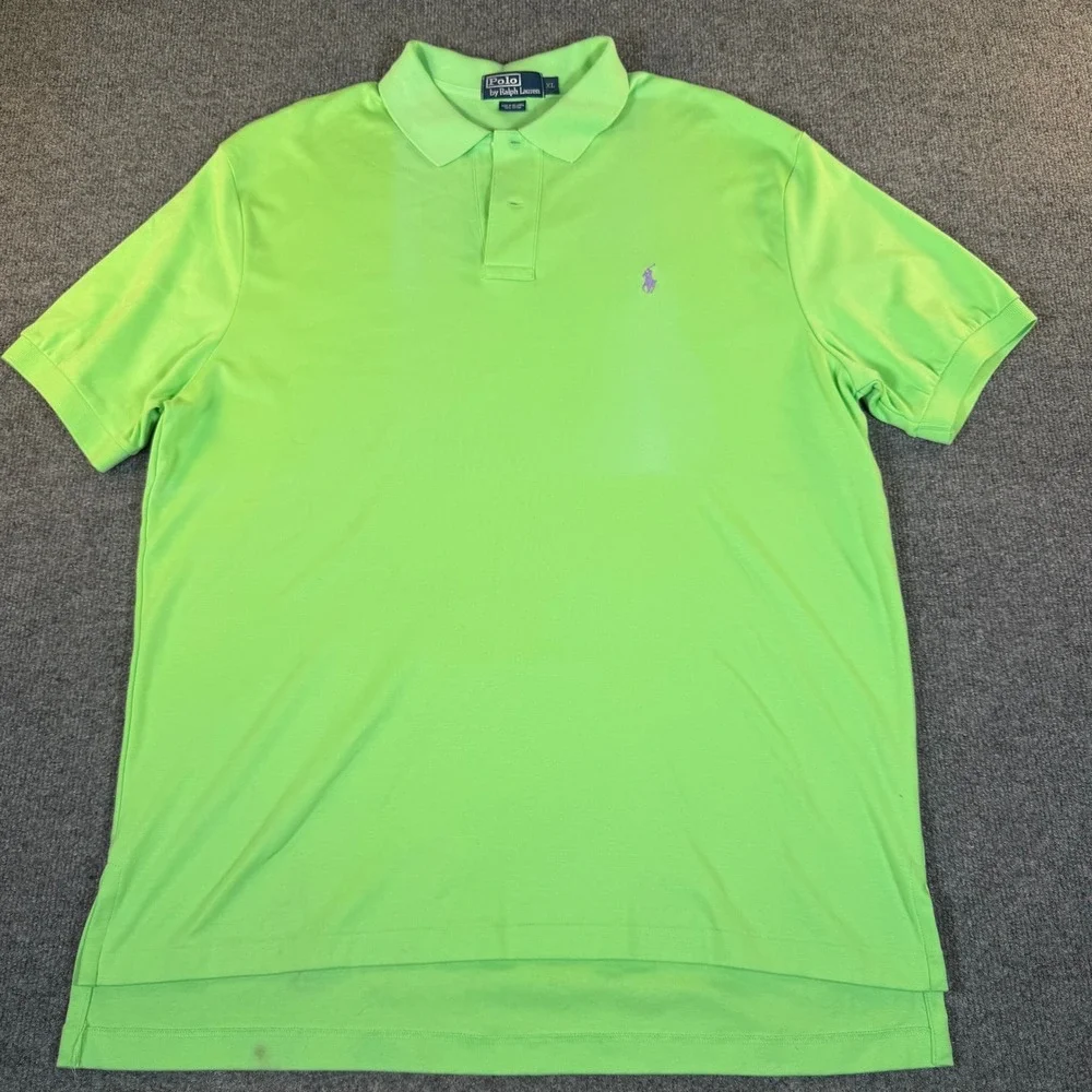 Polo Ralph Lauren Mens XL Green Purple Pony Cotton Interlock Polo Shirt #3013 - Picture 2 of 6
